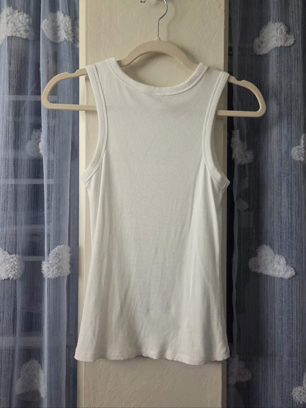 White Ribbed Racer Style Tank Top - Picture 5 of 8
